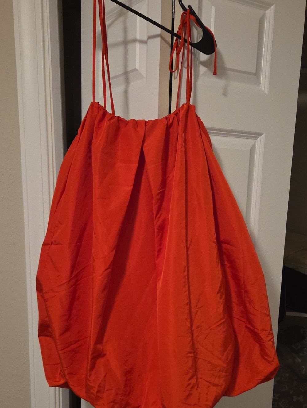 Bright Orange Spaghetti Strap Bubble Dress
